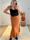 Aurora Satin Skirt | Burnt Orange