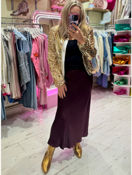 Aurora Satin Skirt | Deep Damson