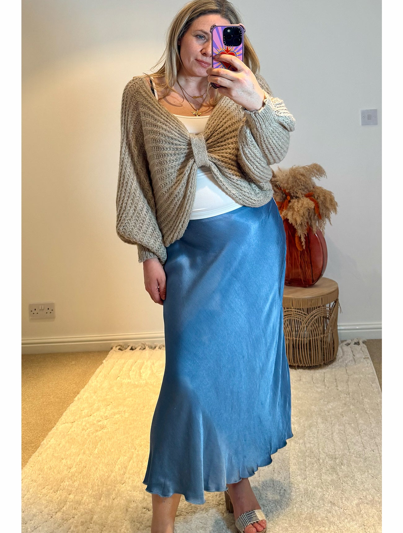 Aurora Satin Skirt | Denim Blue