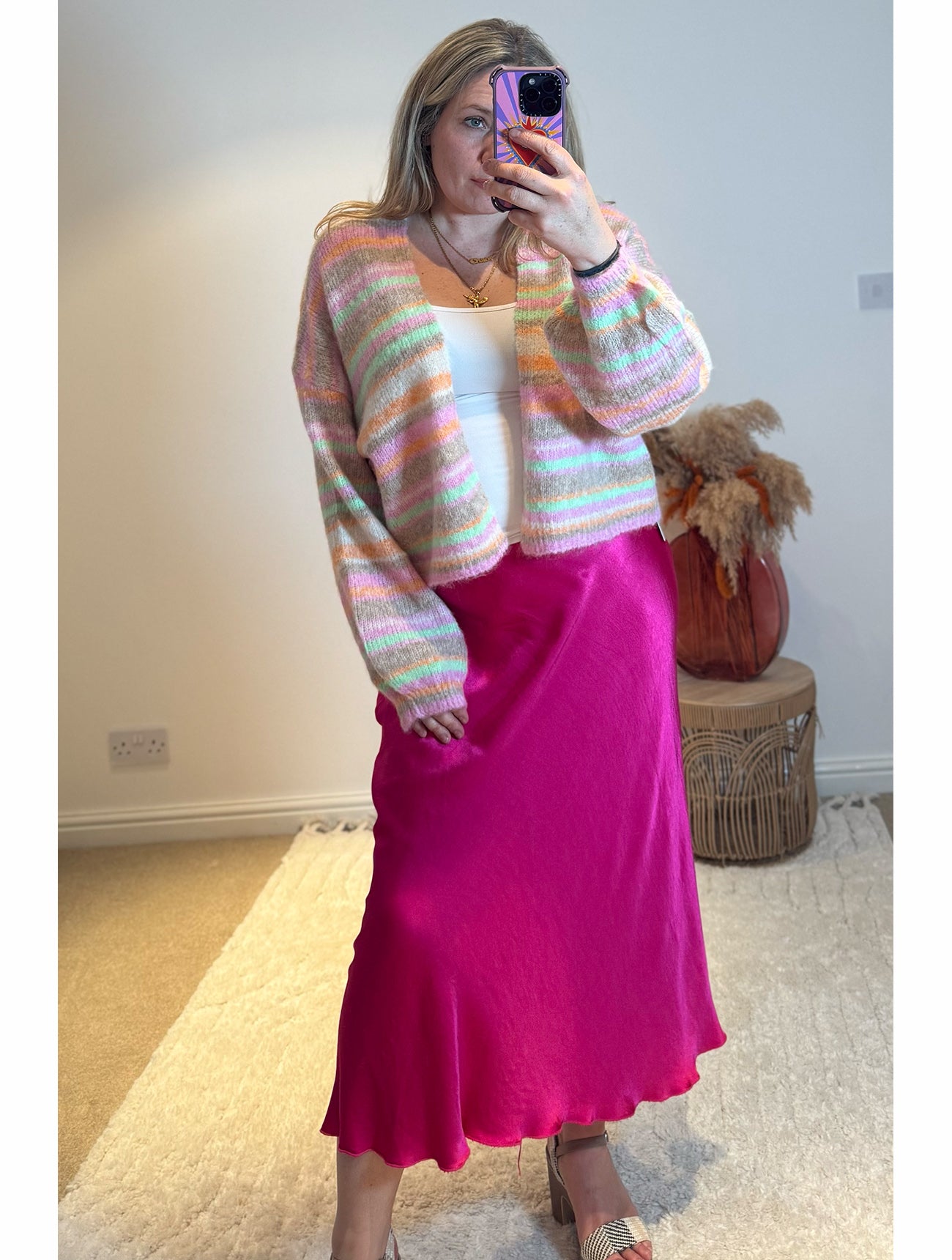 Aurora Satin Skirt | Fuchsia Pink