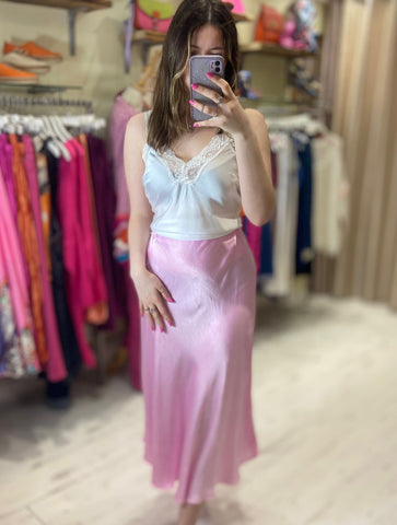 Aurora Satin Skirt | Dolly Pink