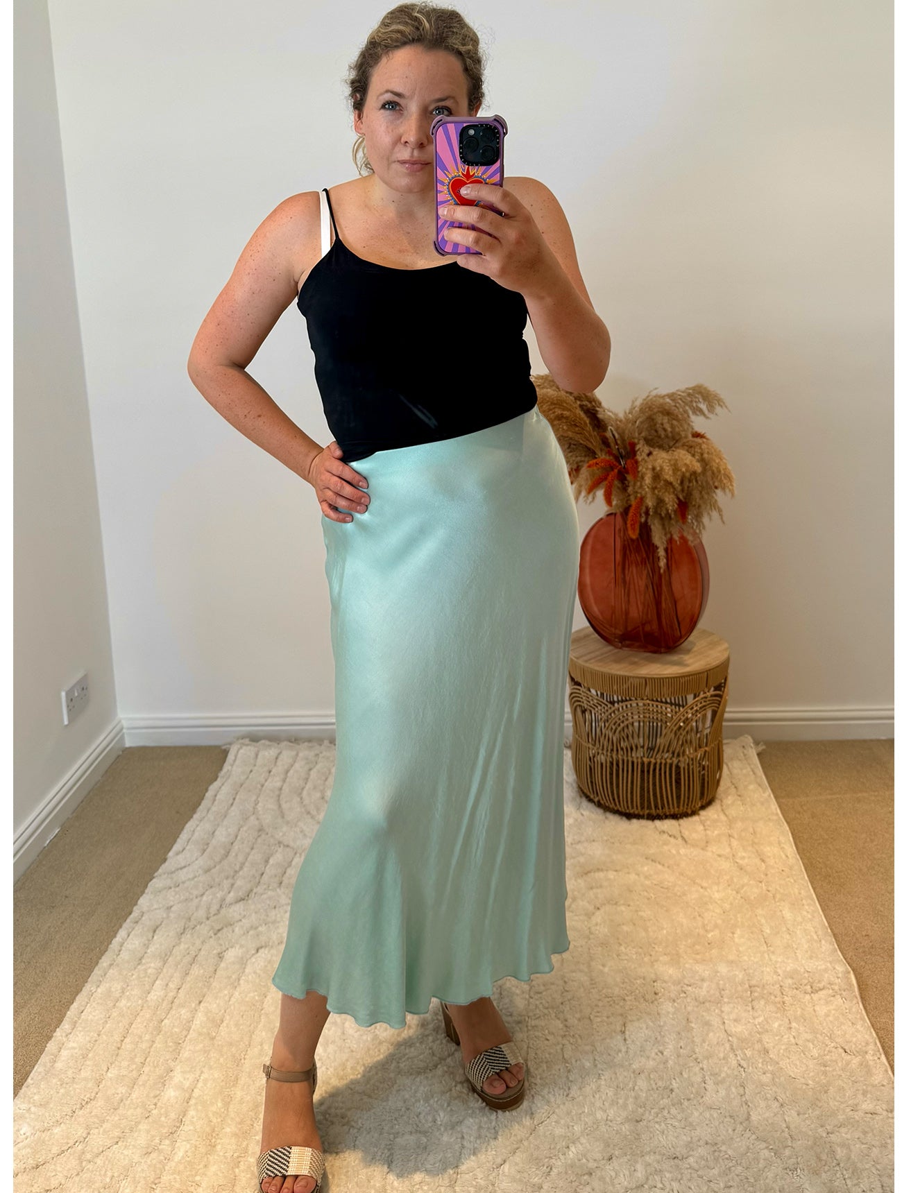 Aurora Satin Skirt | Pale Mint