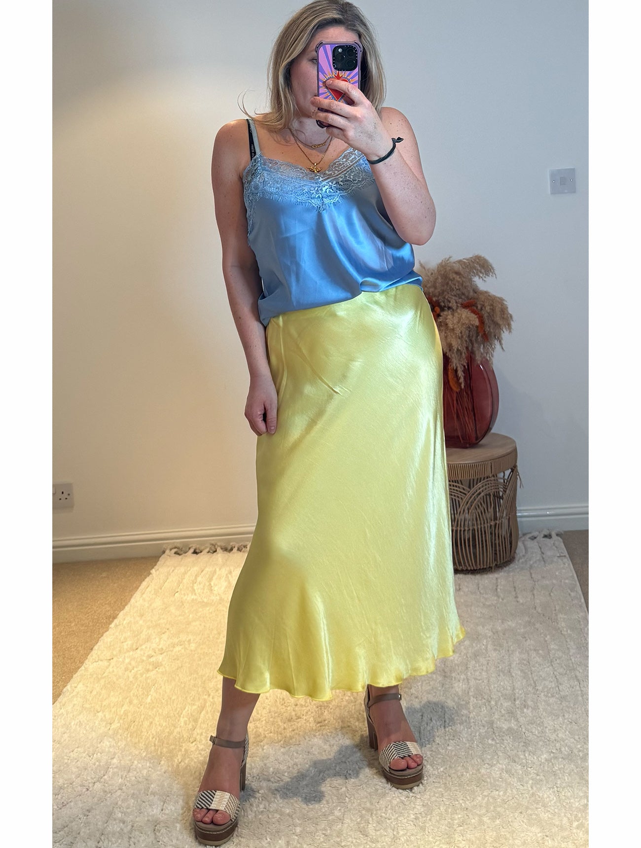 Aurora Satin Skirt | Yellow