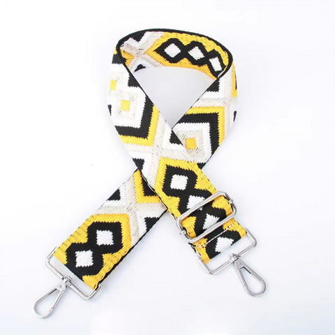 Aztec Embroidered Bag Strap | Yellow