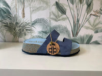 Yokono | LANKA-260 | Suede Platform Slip On Sandal | Iris Blue