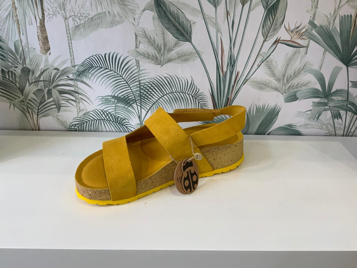 Yokono | LANKA-261 | Suede Platform Sling Back Sandal | Mustard Yellow