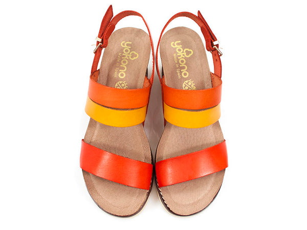 Motril-028 Wedge Sandal | Orange Multi