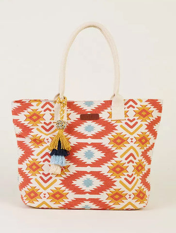Pattern Mix Beach Bag | Orange Multi