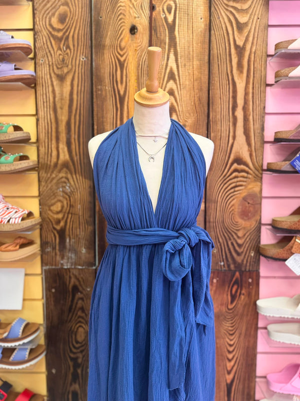 Cotton Infinity Dress | Mid Blue