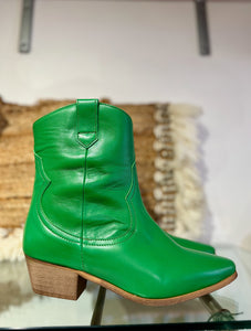 Leather Short Cowboy Boot | 05810 | Bright Green