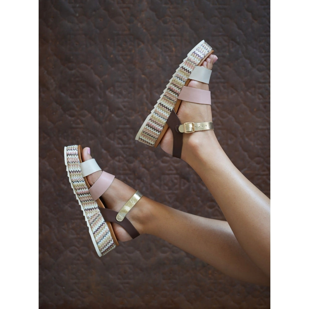 Berkley | Retro Chunky Sandal | Beige Multi