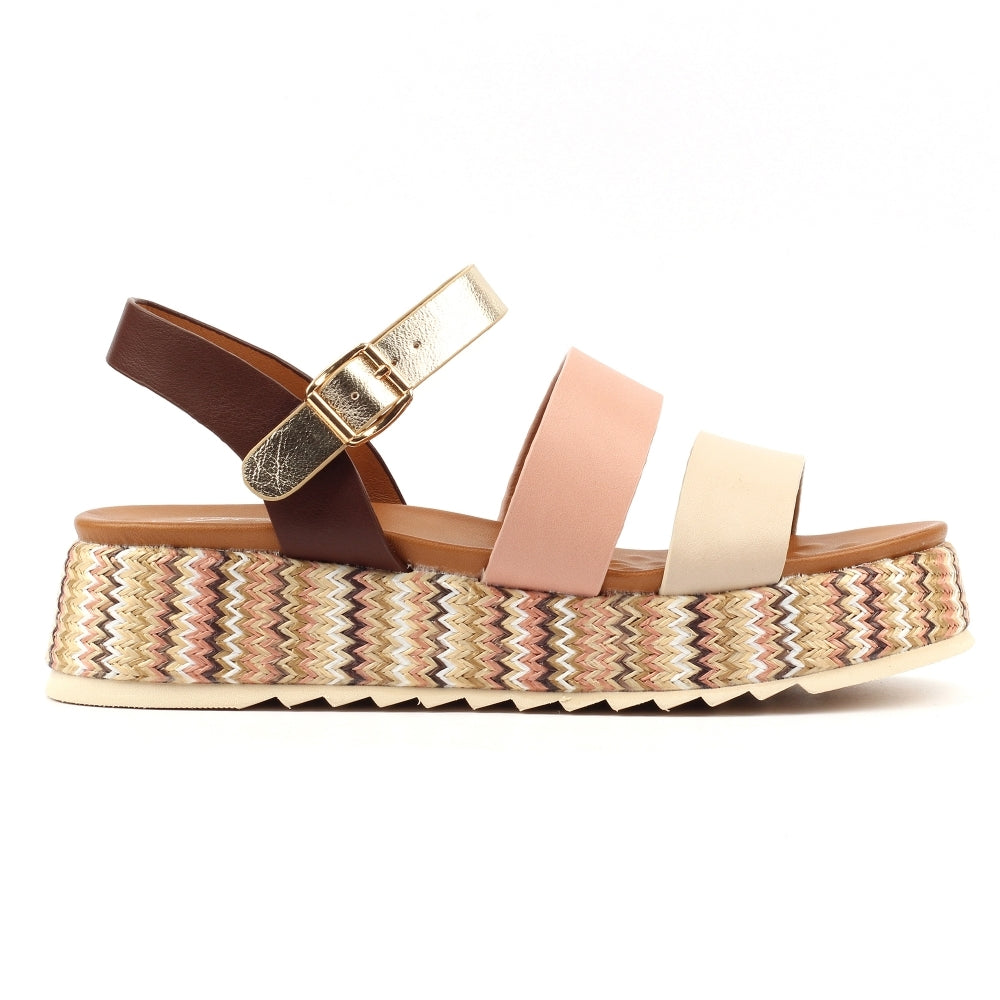 Berkley | Retro Chunky Sandal | Beige Multi