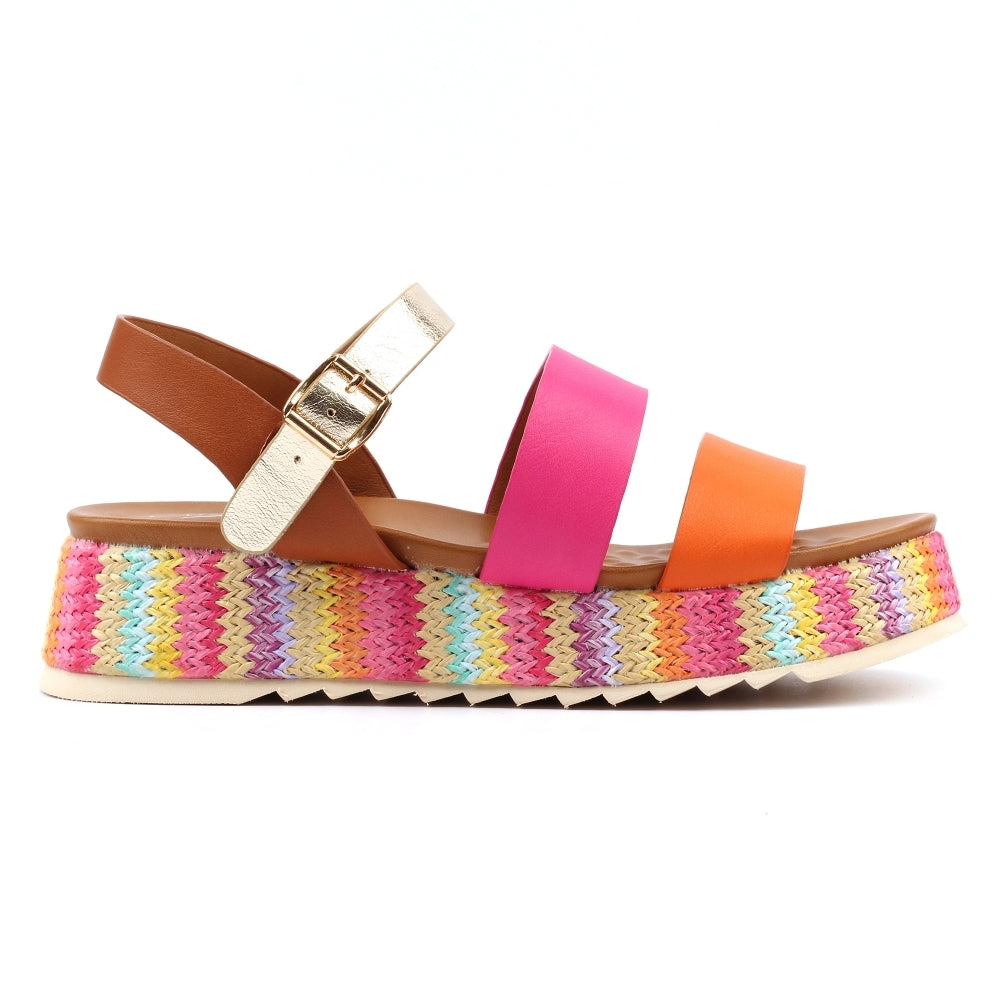 Berkley | Retro Chunky Sandal | Pink/Orange Multi