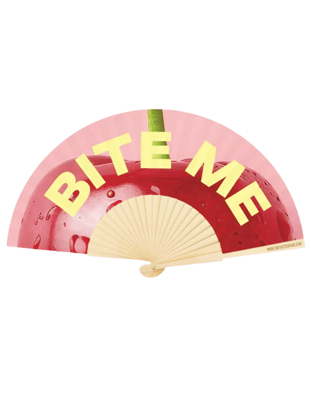 Bite Me Cherry Curved Slogan 23cm Fan