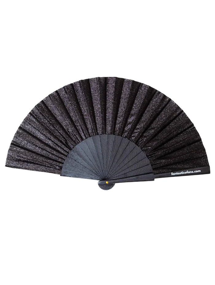 Black Glitter 23cm Fan