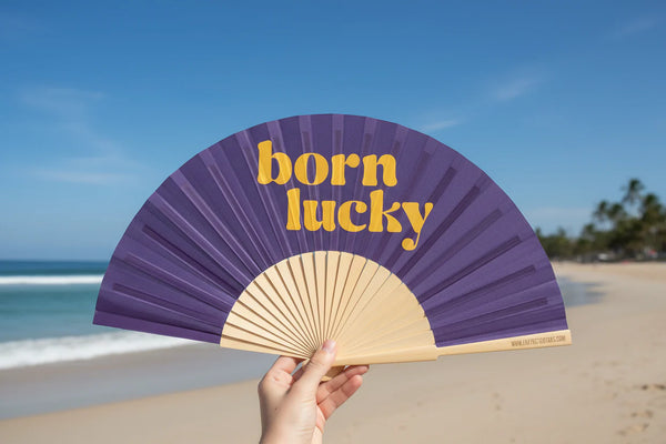 Born Lucky Slogan 23cm Fan