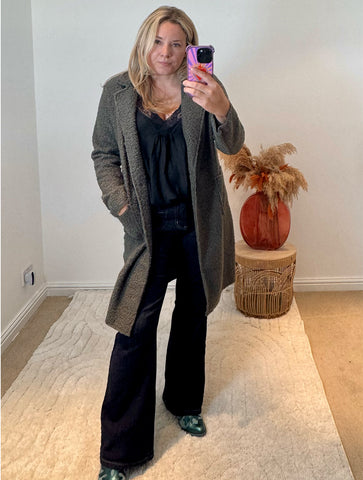 Lightweight Boucle Coat | Khaki Green