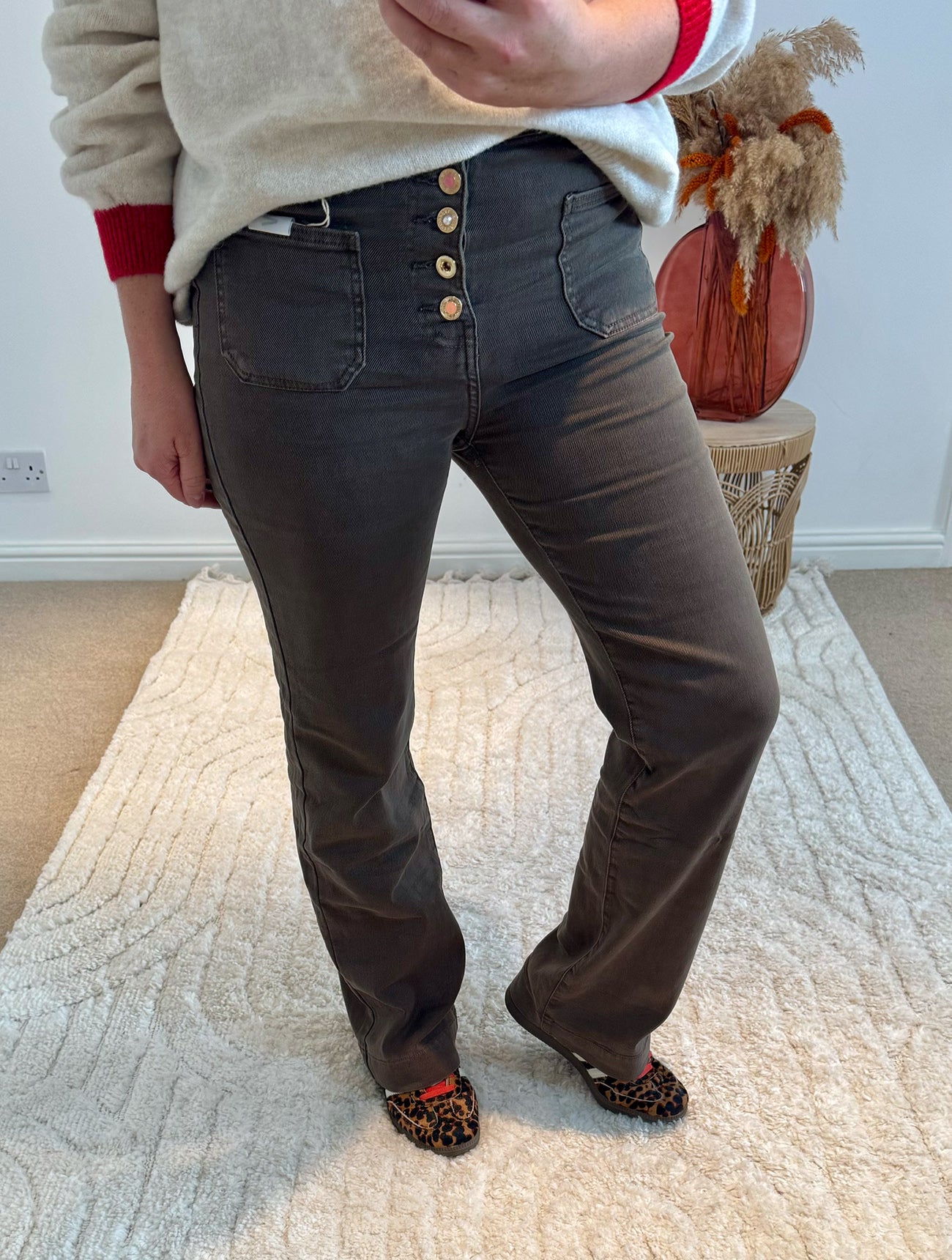 Folyrose Retro Wide Leg Jeans | Grey/Brown