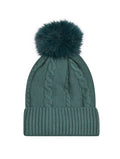 Cable Knit Knitted Bobble Hat | Forest Green