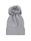 Cable Knit Knitted Bobble Hat | Grey