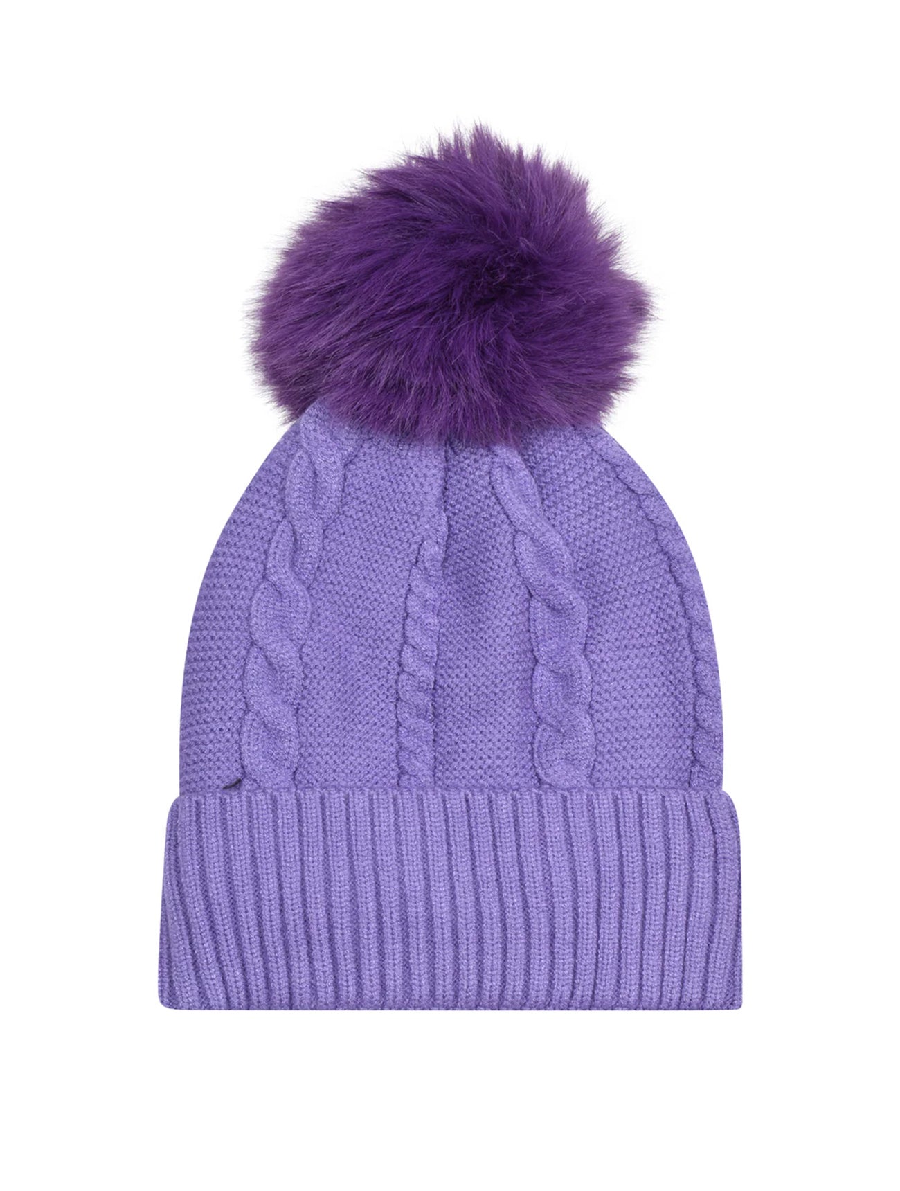 Cable Knit Knitted Bobble Hat | Purple