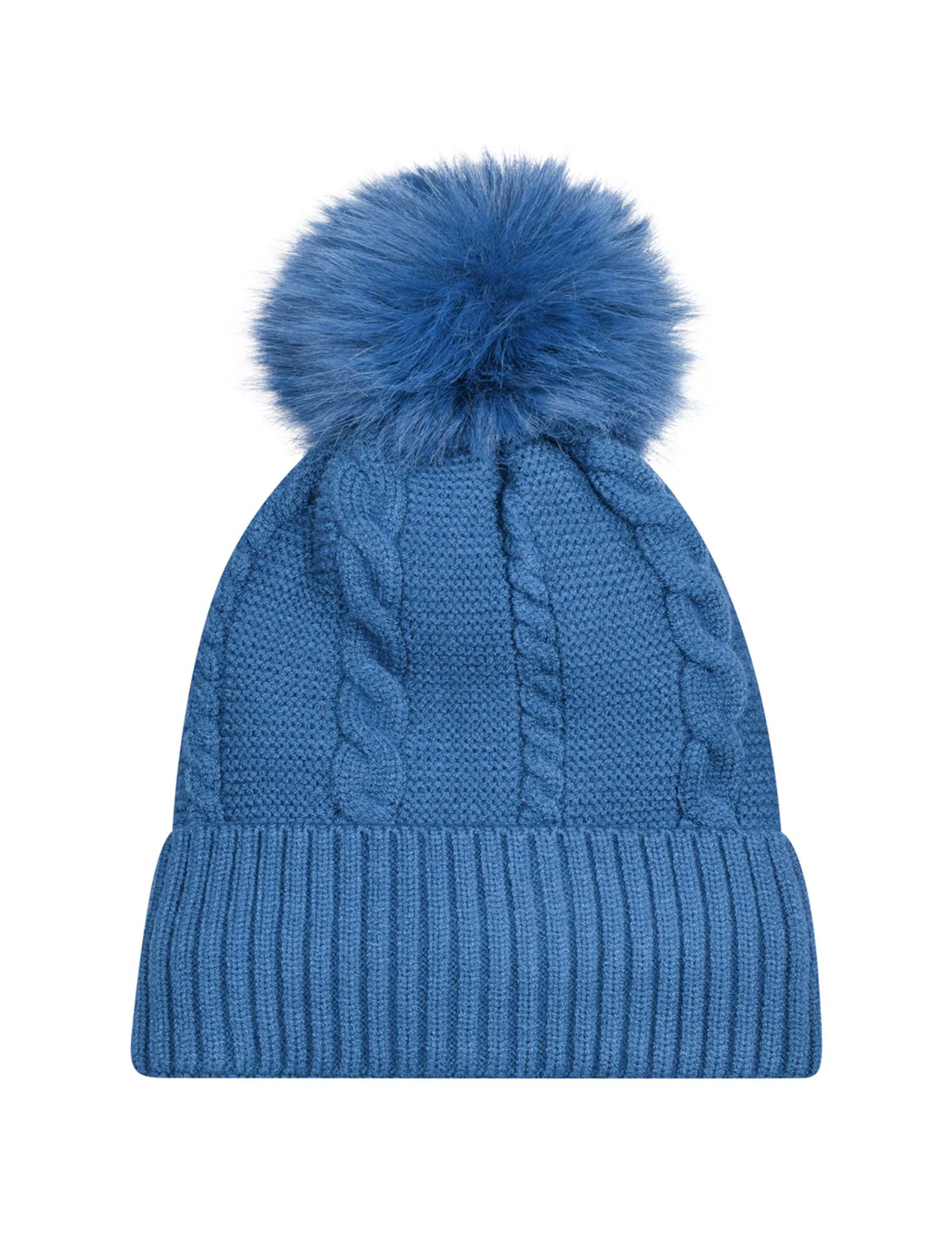 Cable Knit Knitted Bobble Hat | Teal Blue