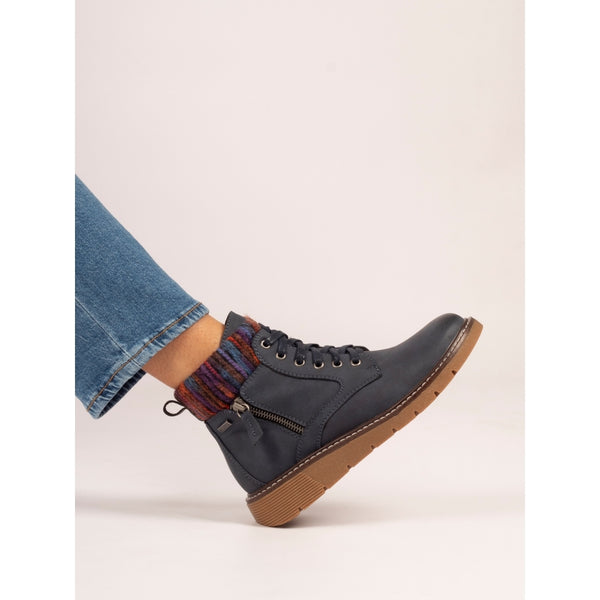 Lunar | California Wide Fit Ankle Boot | Navy