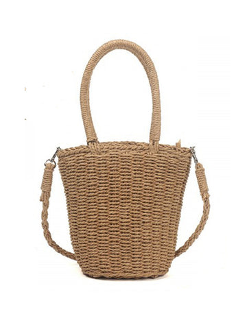 Small Straw Basket Bag | Camel