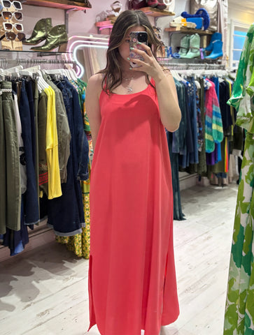 Camille Spaghetti Strap Maxi Dress | Coral