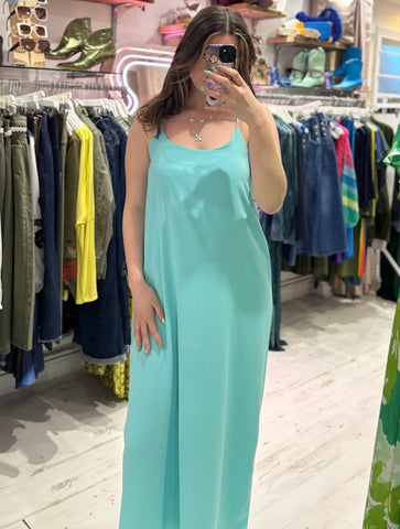 Camille Spaghetti Strap Maxi Dress | Aqua