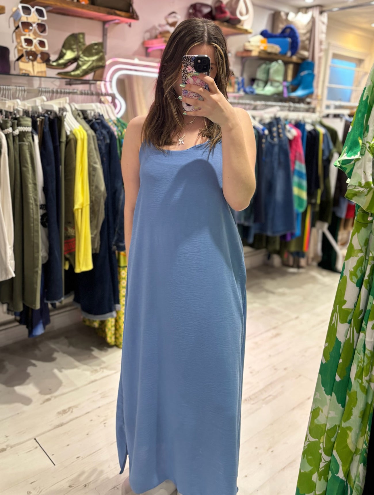 Camille Spaghetti Strap Maxi Dress | Denim Blue
