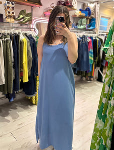Camille Spaghetti Strap Maxi Dress | Denim Blue