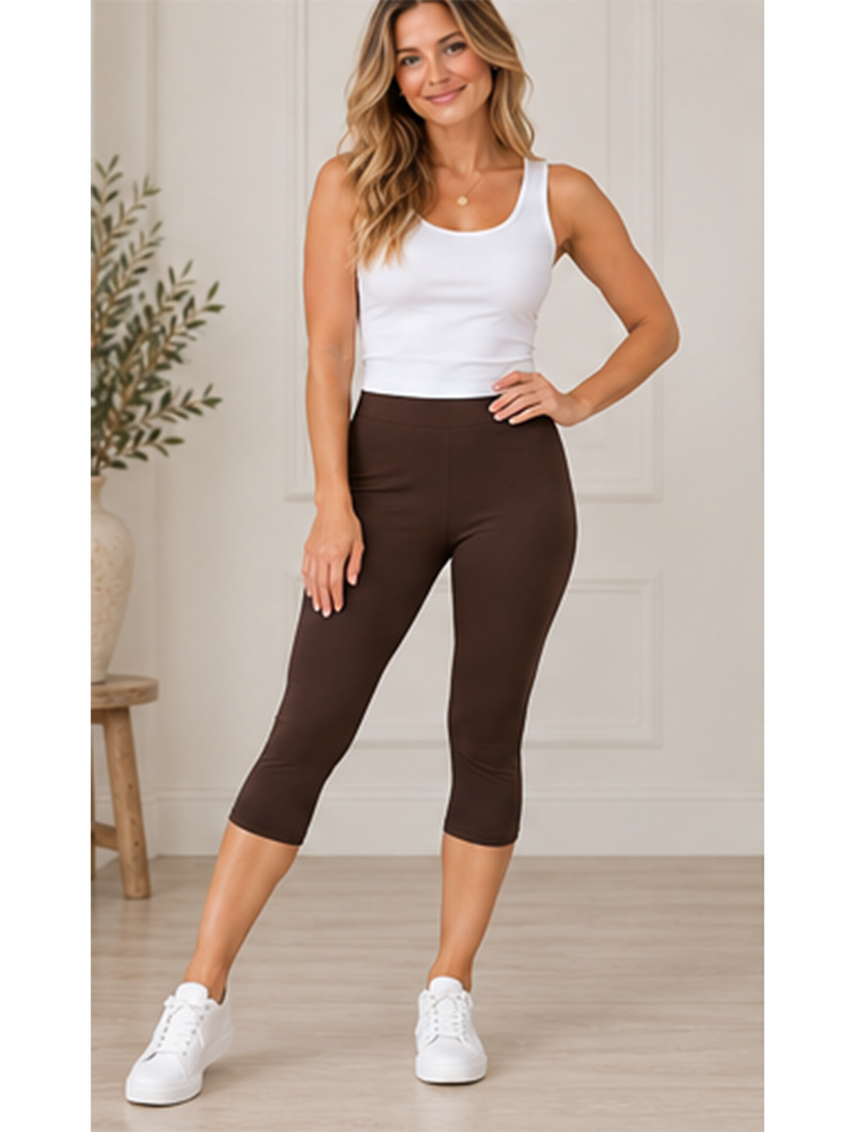 Capri Length Leggings | Chocolate