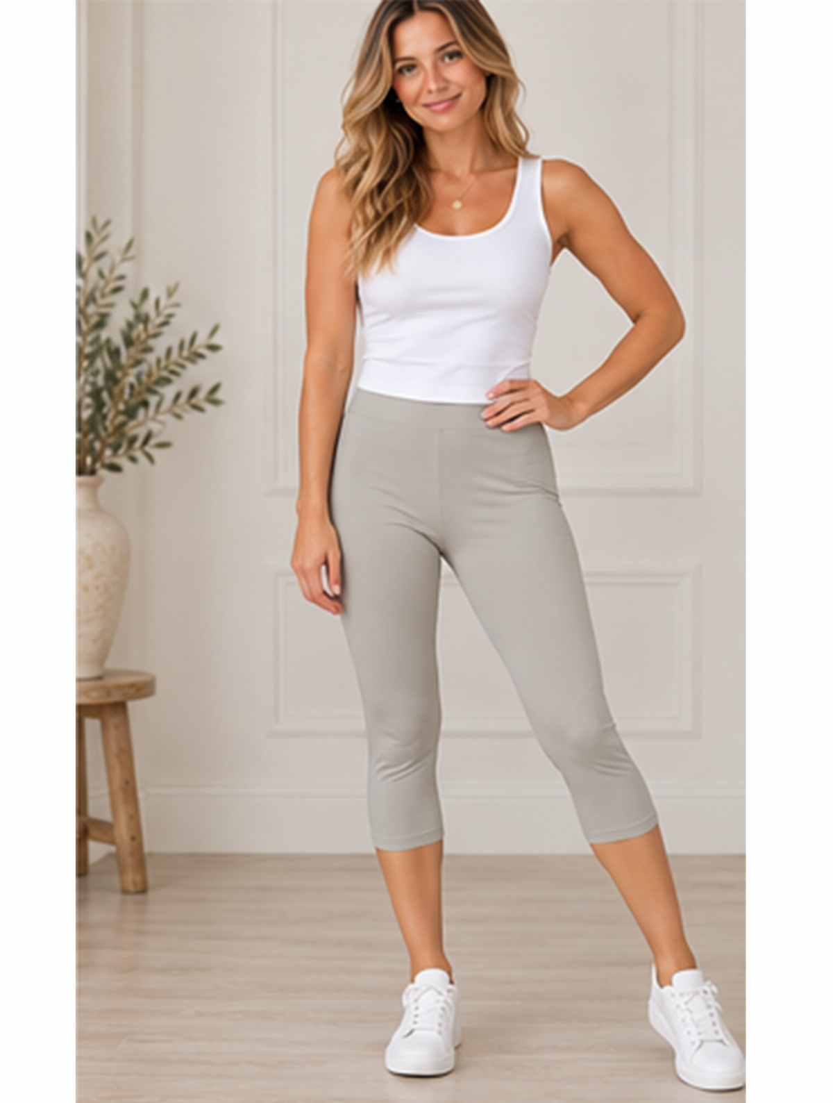 Capri Length Leggings | Taupe