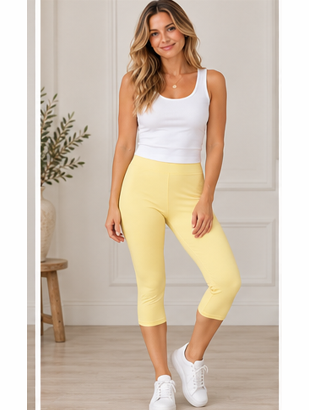 Capri Length Leggings | Yellow