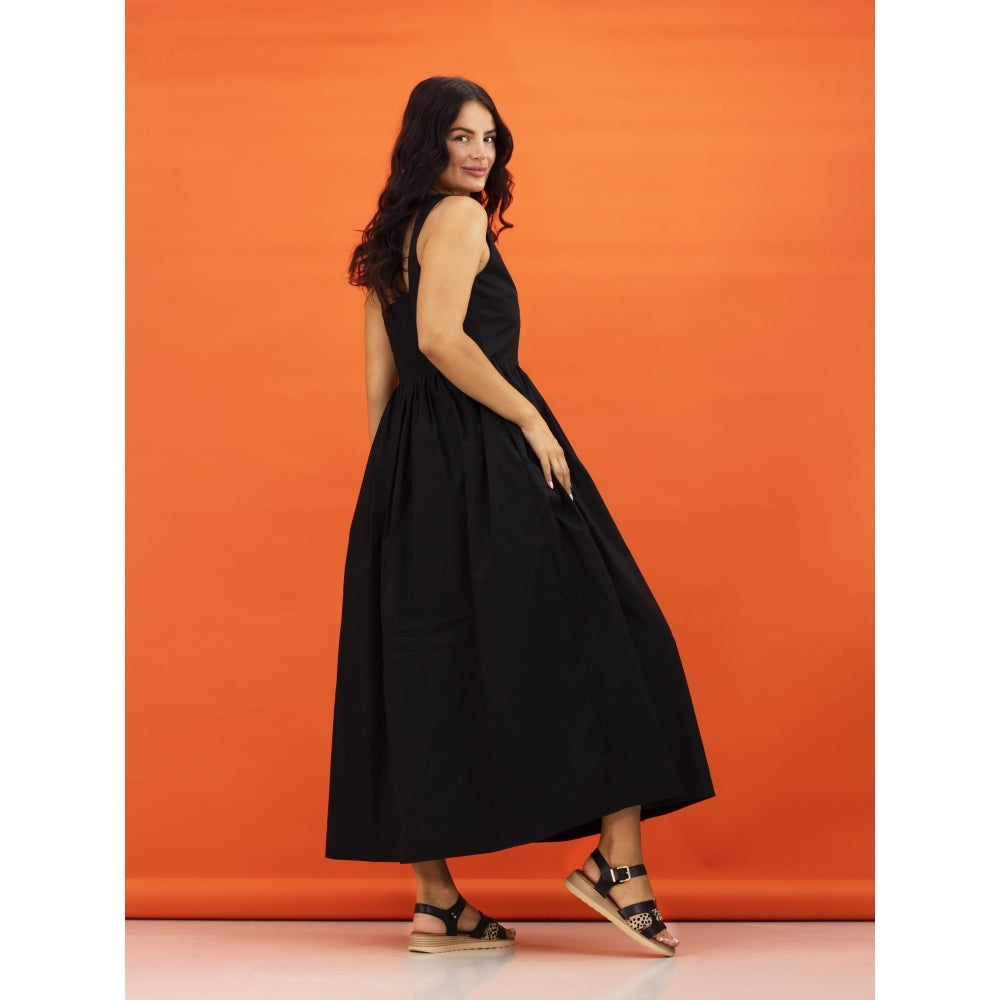 Lunar | Carla Animal Print Flat Sandal | Black