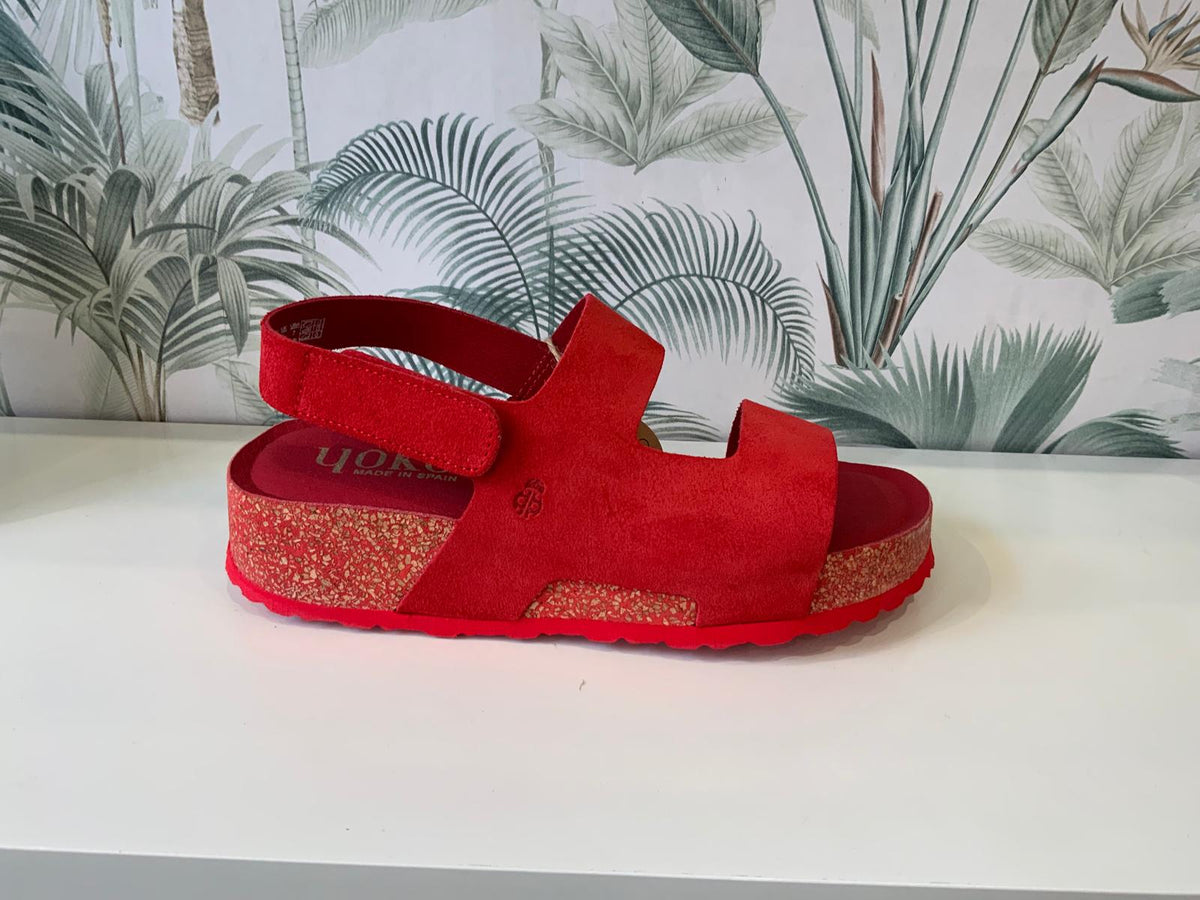 Yokono | LANKA-261 | Suede Platform Sling Back Sandal | Red