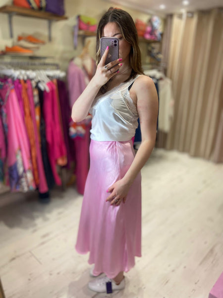 Aurora Satin Skirt | Dolly Pink