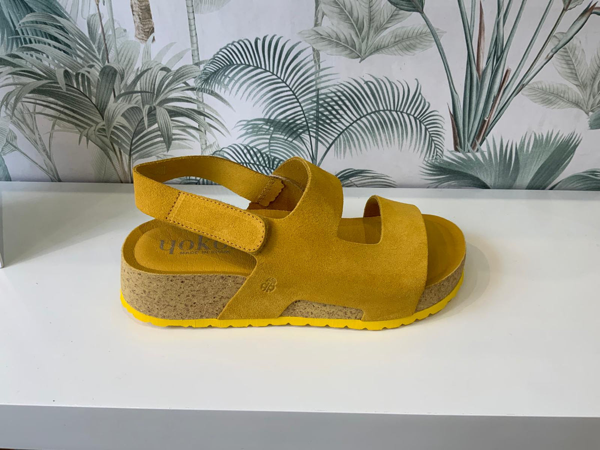 Yokono | LANKA-261 | Suede Platform Sling Back Sandal | Mustard Yellow