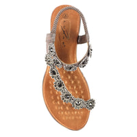 Lunar | Charlotte II Embellished Flower Sandal | Pewter