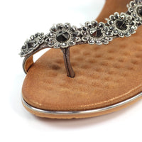 Lunar | Charlotte II Embellished Flower Sandal | Pewter