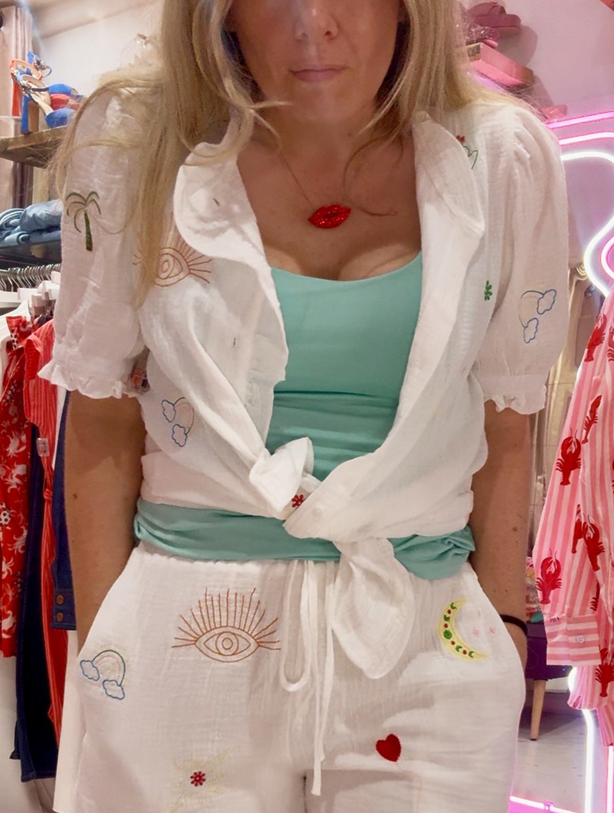 Celestial Cheesecloth Frill Detail Shirt | White Multi