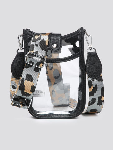 Clear Bag With Colourful Strap | Black
