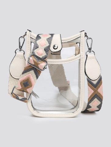 Clear Bag With Colourful Strap | Cream