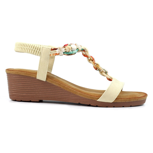 Lunar | Clemont Wedge Sandal | Beige