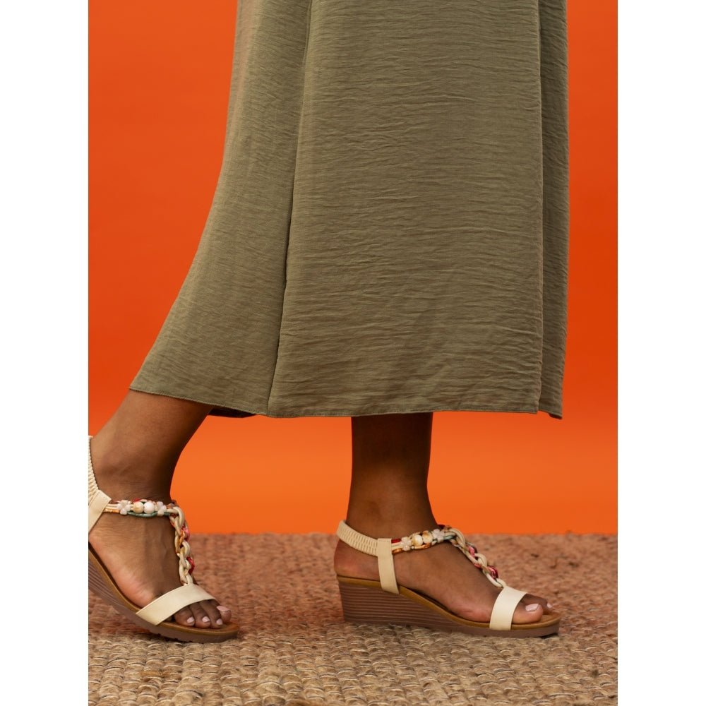 Lunar | Clemont Wedge Sandal | Beige