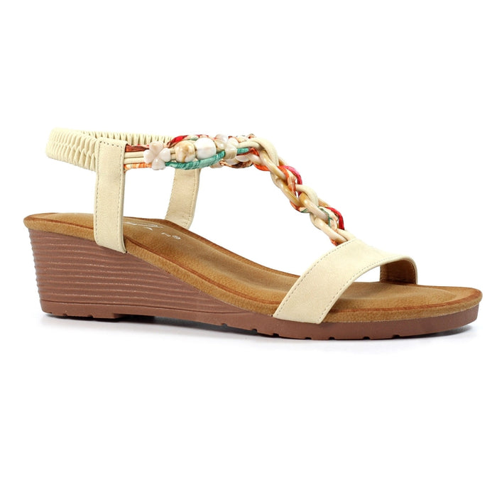 Lunar | Clemont Wedge Sandal | Beige