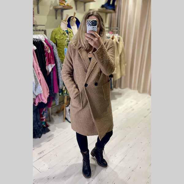 Lightweight Boucle Coat | Camel