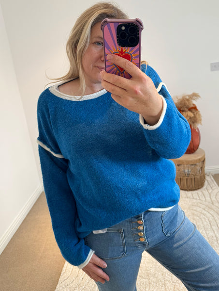 Contrast Seam Jumper | Electric Blue