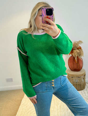 Contrast Seam Jumper | Green